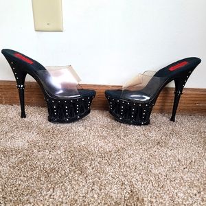 Kotonica Black Rhinestone 7in Pleaser Heels Size 10